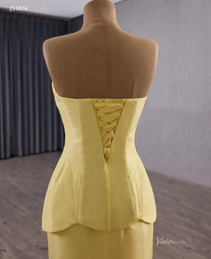 Golden Yellow Mermaid Wedding Gown Rosette Pageant Dress with Strapless Sweetheart Neck 251074-Pageant Dress 2026-Viniodress-Yellow-Custom Size-