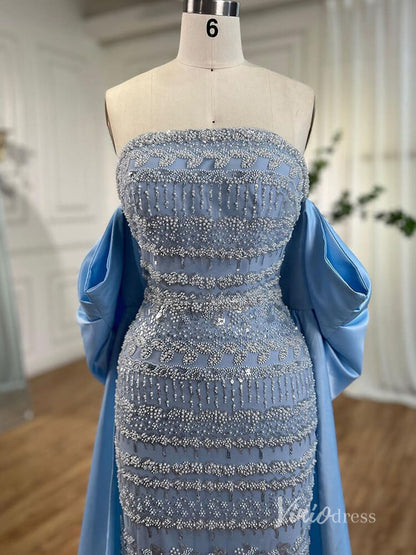 Gorgeous Beaded Evening Dresses Mermaid Pageant Dress AD1133-Evening Dresses 2025 -Viniodress-Light Blue-US 2-