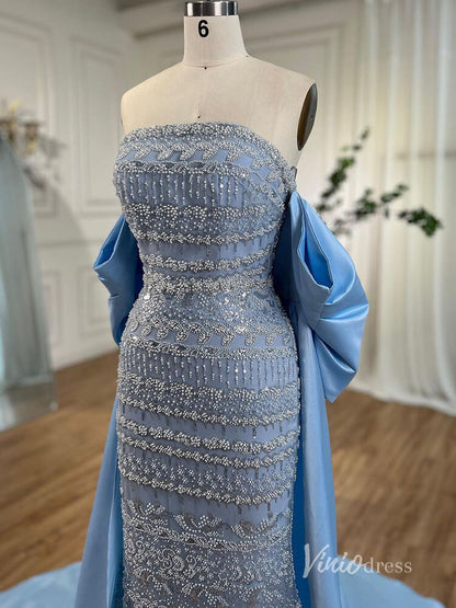 Gorgeous Beaded Evening Dresses Mermaid Pageant Dress AD1133-Evening Dresses 2025 -Viniodress-Light Blue-US 2-