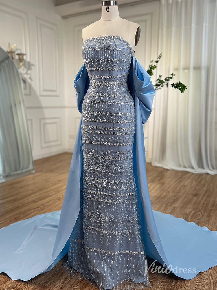 Gorgeous Beaded Evening Dresses Mermaid Pageant Dress AD1133-prom dresses-Viniodress-Light Blue-US 2-Viniodress