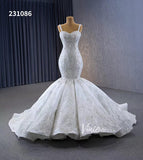 Preciosos vestidos de novia de encaje con cuentas vestido de novia con tirantes finos de sirena 231086