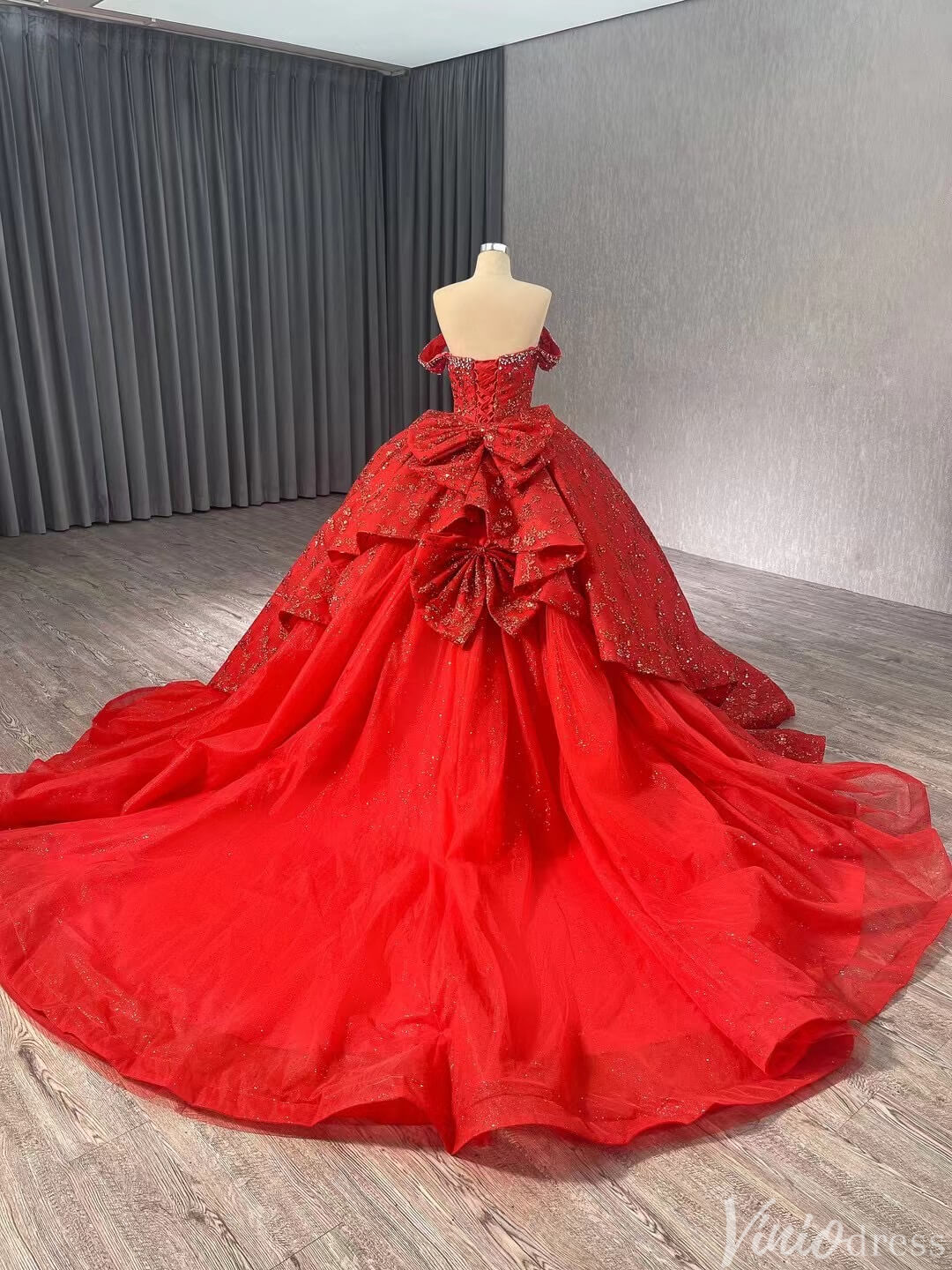 Gorgeous Beaded Sequin Lace Wedding Gown Off the Shoulder Quinceanera Dress 241043-Quinceanera Dresses 2025 -Viniodress-Champagne-Custom Size-