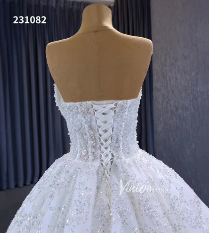 Gorgeous Beaded Strapless Wedding Dresses Sweetheart Neck Bridal Gown 231082-wedding dresses 2025 -Viniodress-Ivory-Custom Size-