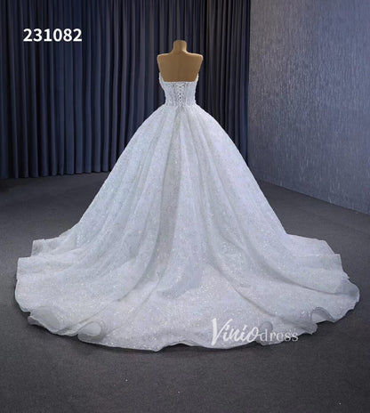 Gorgeous Beaded Strapless Wedding Dresses Sweetheart Neck Bridal Gown 231082-wedding dresses 2025 -Viniodress-Ivory-Custom Size-