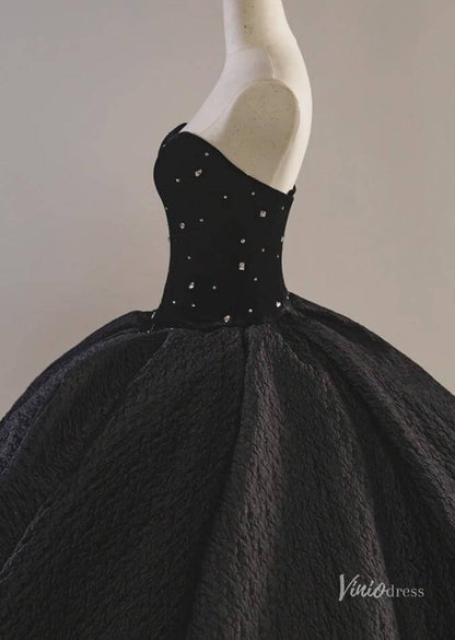Gorgeous Black Strapless Prom Ball Gown Sweetheart Neck Quinceanera Dresses BG073-prom dresses 2025 -Viniodress-Black-Custom Size-