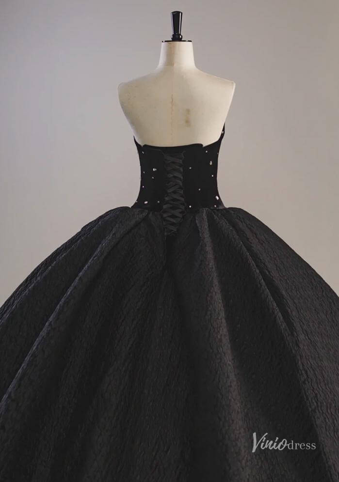 Gorgeous Black Strapless Prom Ball Gown Sweetheart Neck Quinceanera Dresses BG073-prom dresses 2025 -Viniodress-Black-Custom Size-
