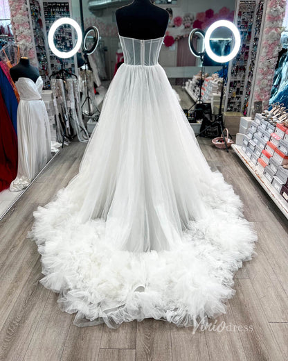 Gorgeous Black Tiered Prom Dresses Strapless Ruffle Tulle Ball Gown FD3616-prom dresses 2025 -Viniodress-Black-Custom Size-