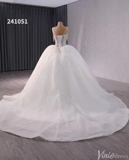 Gorgeous Ivory Beaded Wedding Gown Sheer Sparkly Bridal Dress 241051-wedding dresses 2025 -Viniodress-Ivory-Custom Size-