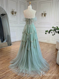 Green Beaded Tiered Prom Dresses Off the Shoulder Evening Gown 20228-prom dresses-Viniodress-Viniodress