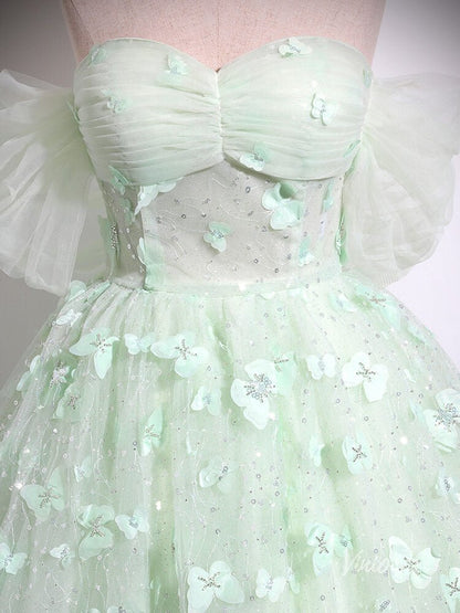 Green Butterfly Off the Shoulder Prom Ball Gown Sparkly Tulle Quinceanera Dresses BG035-prom dresses 2025 -Viniodress-Green-Custom Size-