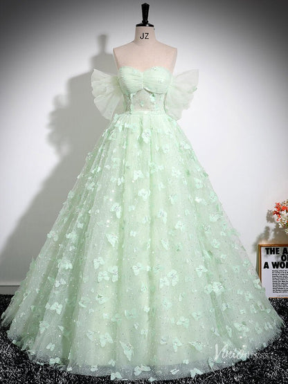 Green Butterfly Off the Shoulder Prom Ball Gown Sparkly Tulle Quinceanera Dresses BG035-prom dresses 2025 -Viniodress-Green-Custom Size-