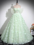 Prom Dress 2025 Green Butterfly Off the Shoulder Prom Ball Gown Sparkly Tulle Quinceanera Dresses BG035-unique prom dresses-Green-Custom Size-Viniodress