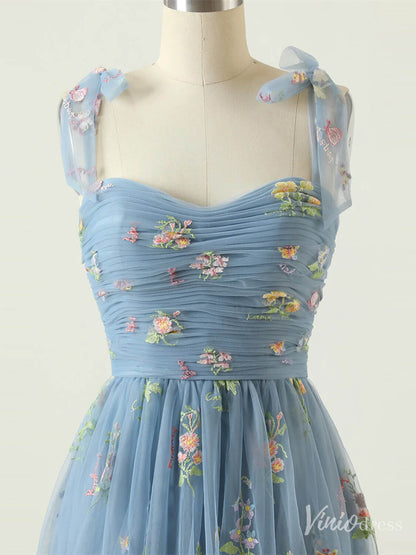 Green Floral Lace Prom Dresses Spaghetti Strap Formal Gown FD4080-prom dresses 2025 -Viniodress-Green-Custom Size-