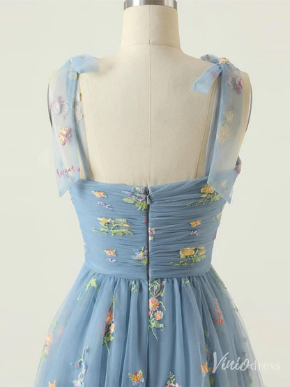 Green Floral Lace Prom Dresses Spaghetti Strap Formal Gown FD4080-prom dresses 2025 -Viniodress-Green-Custom Size-