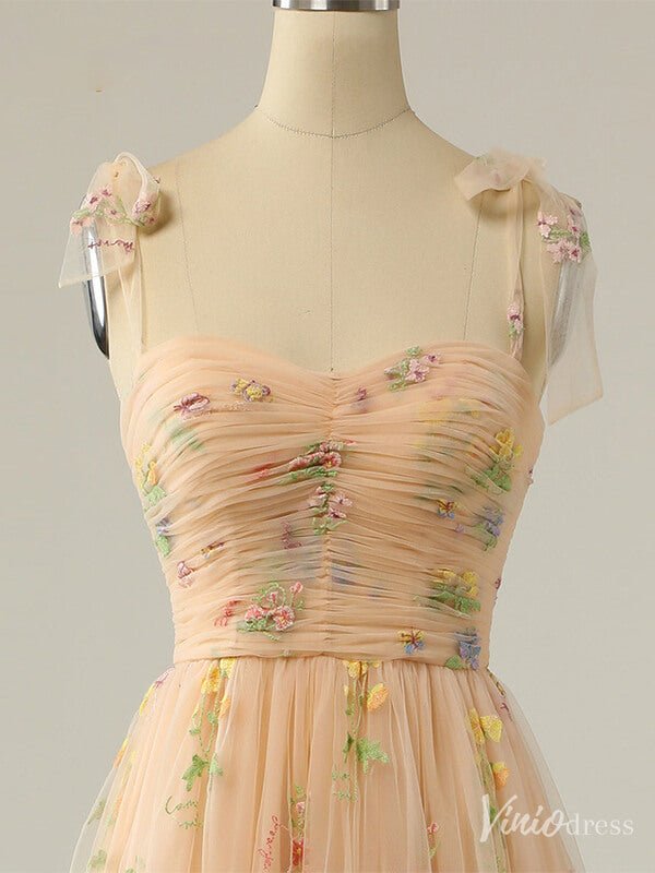 Green Floral Lace Prom Dresses Spaghetti Strap Formal Gown FD4080-prom dresses 2025 -Viniodress-Green-Custom Size-