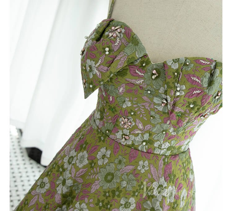 Green Floral Print Prom Dresses Spaghetti Strap Formal Dress AD1076-prom dresses 2025 -Viniodress-Green-Custom Size-