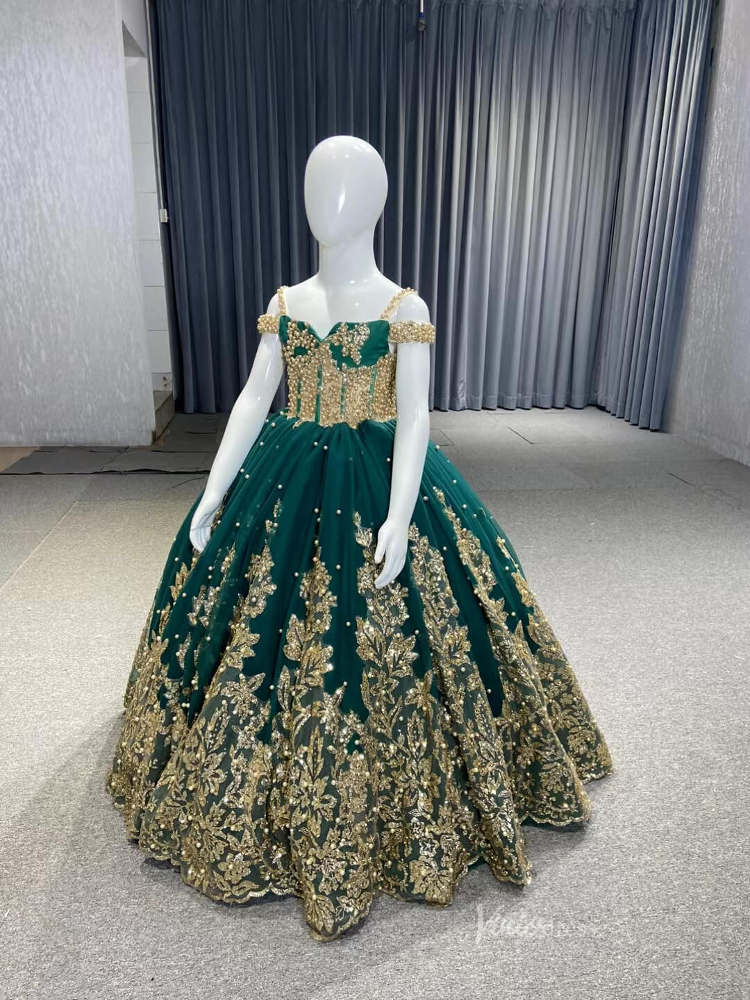 Green Little Girls Pageant Dresses Ball Gown Princess Dress 222194K for kids-Pageant Dresses for Kids 2025 -Viniodress-Green-Custom Size-