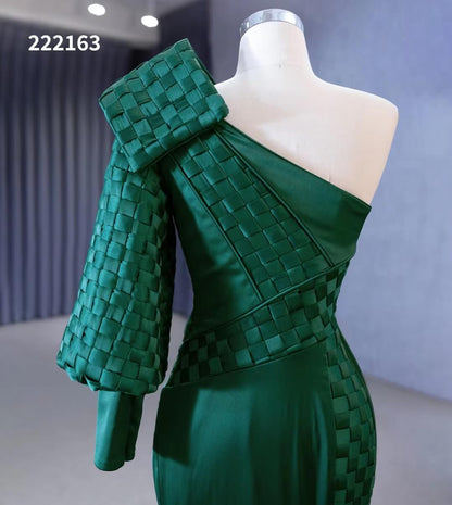 Green Mermaid Satin Formal Dresses One Shoulder Wedding Dress 222163-wedding dresses 2025 -Viniodress-Green-Custom Size-