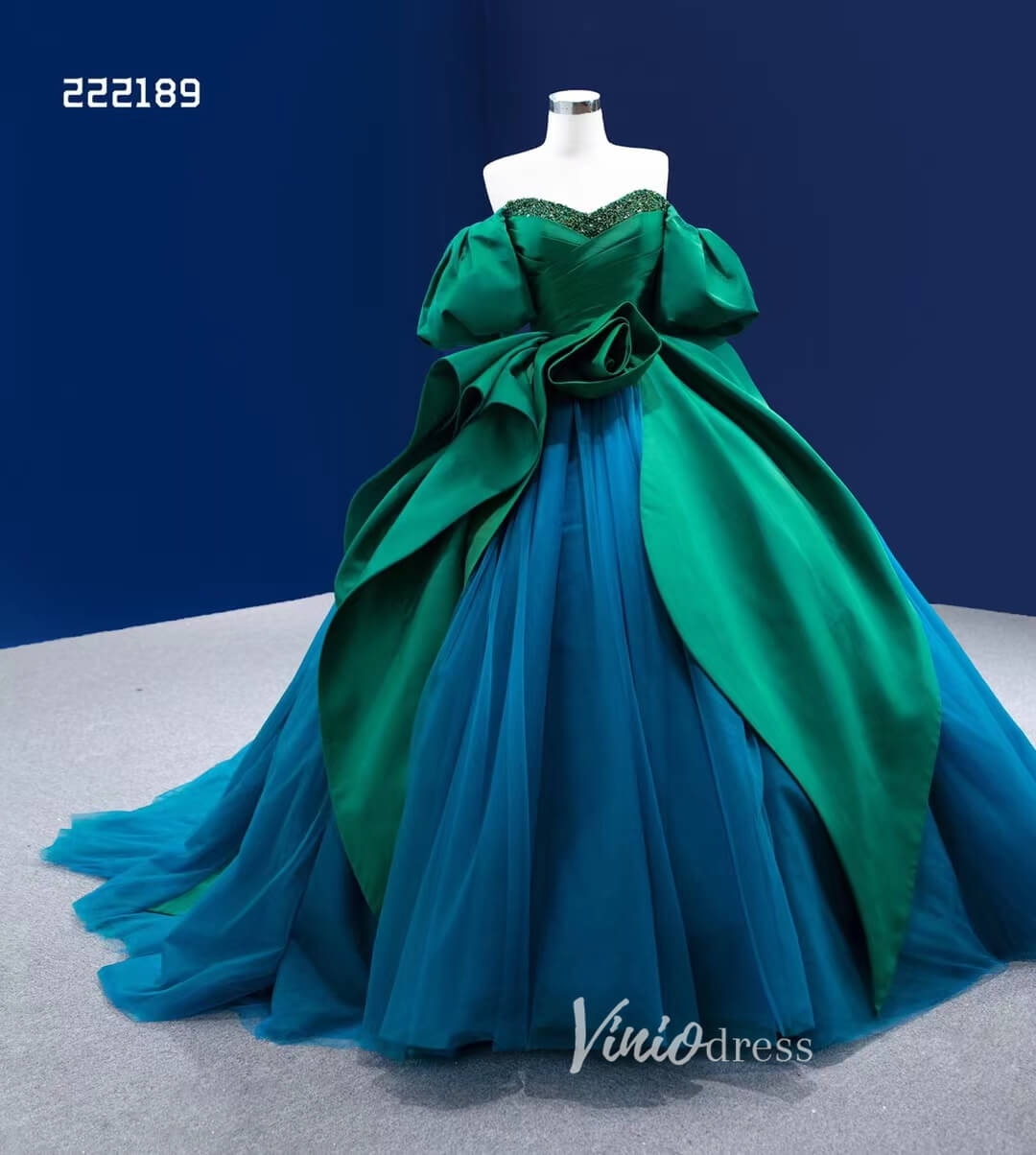 Green Peacock Wedding Dress Sweet 16 Dress Cinderella Ball Gown 222189-Quinceanera Dresses-Viniodress-Viniodress