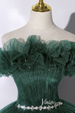 Green Pleated Off the Shoulder Prom Dresses AD1008-prom dresses-Viniodress-Viniodress