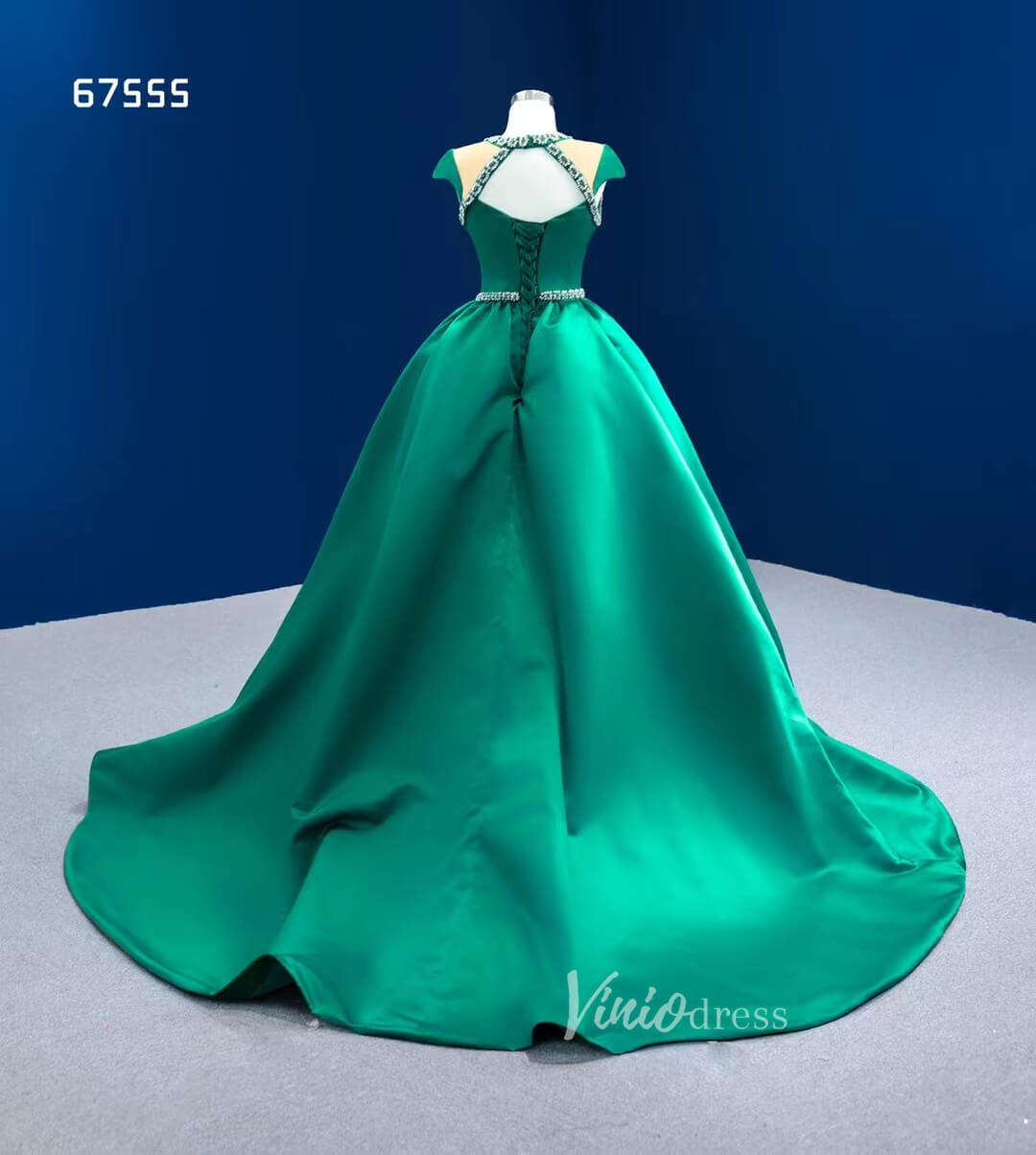 Prom Dress 2025 Green Satin Wedding Dress Overskirt Pageant Dresses 67555-unique prom dresses-Emerald Green-Custom Size-Viniodress