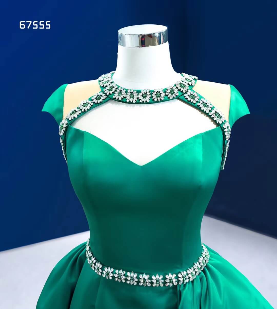 Prom Dress 2025 Green Satin Wedding Dress Overskirt Pageant Dresses 67555-unique prom dresses-Emerald Green-Custom Size-Viniodress