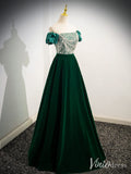 Green Sequin Lace Puffed Sleeve Cheap Prom Dresses Velvet Off the Shoulder 90069-prom dresses-Viniodress-Viniodress