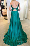 Green Spaghetti Strap Prom Dress with Sequin Bodice and Chiffon Skirt FD3477-prom dresses-Viniodress-Viniodress