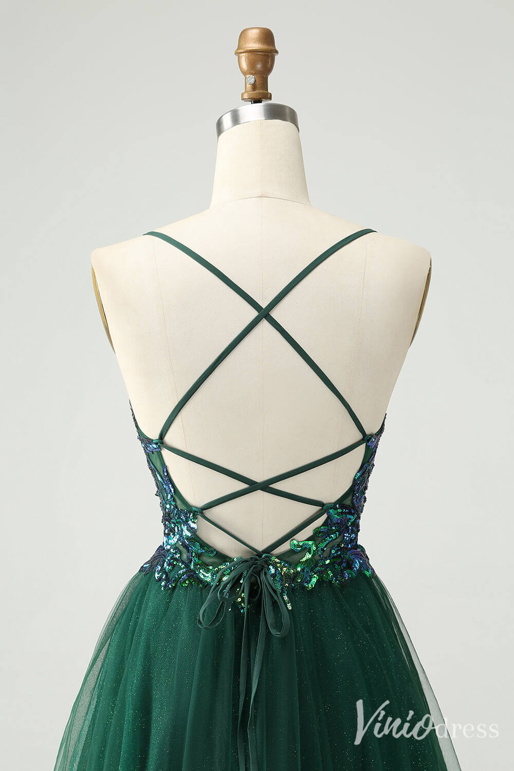 Green Sparkly Lace Sweetheart Homecoming Dresses Spaghetti Strap Back to School Dress S24020-prom dresses 2025 -Viniodress-Green-Custom Size-