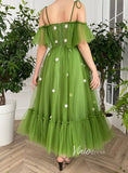 Short Prom Dresses 2025 Green Tulle Prom Dress Spaghetti Strap Daisy Flower Formal Dress FD2773-prom dresses-Viniodress-Green-Custom Size-Viniodress