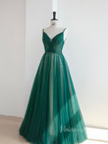 Prom Dress 2025 Green Tulle Prom Dresses Spaghetti Strap Formal Dress FD3232-unique prom dresses-Green-Custom Size-Viniodress