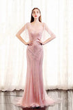 Grey Beaded Prom Dresses with Sleeves FD1432-prom dresses-Viniodress-Pink-US 2-Viniodress