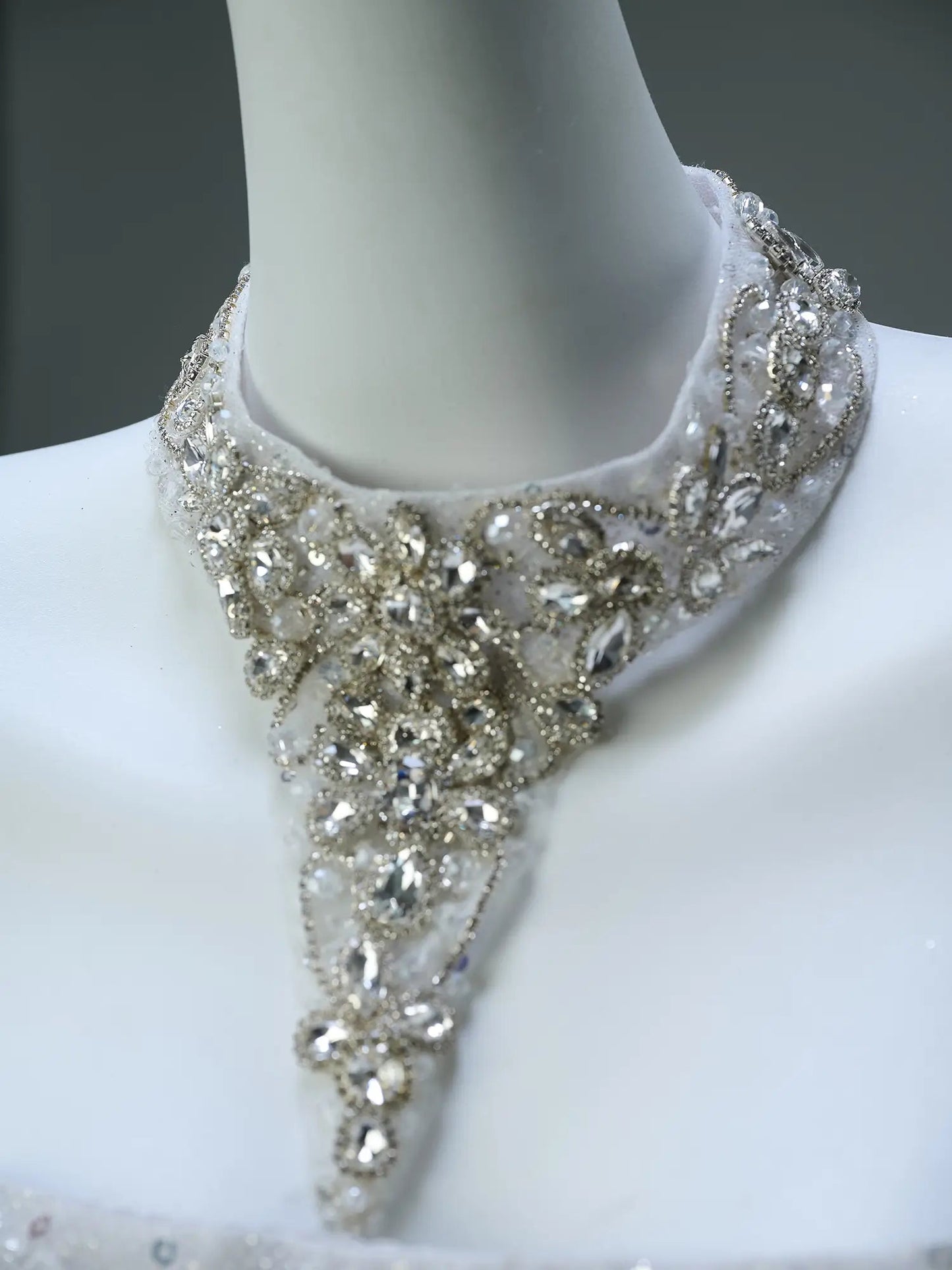 Grey Sparkly Lace Prom Dresses Strapless Formal Gown with Sheer Boned Bodice - CQ0126-Couture Gown 2025 -Viniodress-Grey-Custom Size-