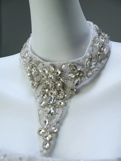 Grey Sparkly Lace Prom Dresses Strapless Formal Gown with Sheer Boned Bodice - CQ0126-Couture Gown 2025 -Viniodress-Grey-Custom Size-