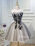 Short Prom Dresses 2025 Cheap Grey Strapless Homecoming Dresses SD1013-homecoming dresses-Viniodress-Grey-Custom Size-Viniodress