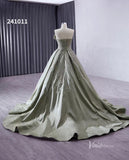 Greyish Green Beaded Lace Wedding Dresses Strapless Quinceanera Dress 241011-Quinceanera Dresses-Viniodress-Viniodress