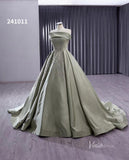 Greyish Green Beaded Lace Wedding Dresses Strapless Quinceanera Dress 241011-Quinceanera Dresses-Viniodress-Viniodress