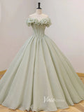 Greyish Sage Green Prom Dresses Off the Shoulder Ball Gown FD3120-prom dresses-Viniodress-Sage-Custom Size-Viniodress