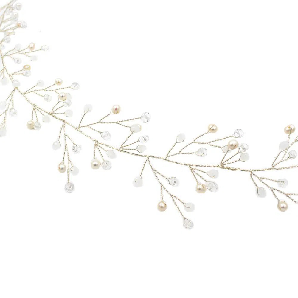 Hand-wired Silver Sprig Headband with Crystals ACC1100-Headpieces 2025 -Viniodress-Silver-