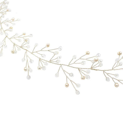 Hand-wired Silver Sprig Headband with Crystals ACC1100-Headpieces 2025 -Viniodress-Silver-