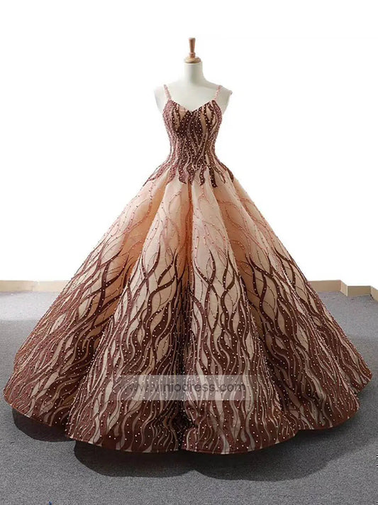 Prom Dress 2025 Handmade Brown Ball Gowns Prom Dresses Vintage Quinceanera Dress FD1125 viniodress-unique prom dresses-As Picture-US 2-Viniodress