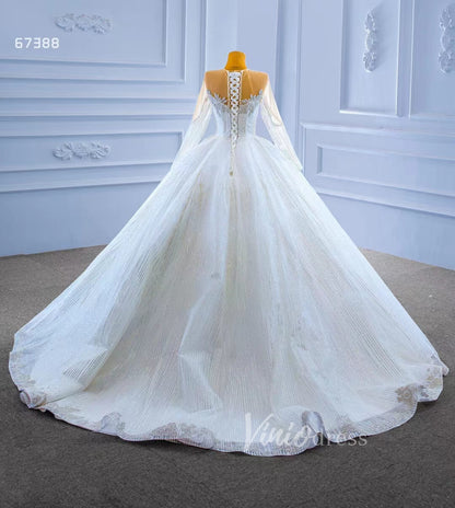 Haute Couture Ball Gown Wedding Dress with Long Sleeve 67388 Viniodress-wedding dresses 2025 -Viniodress-Ivory-Custom Size-