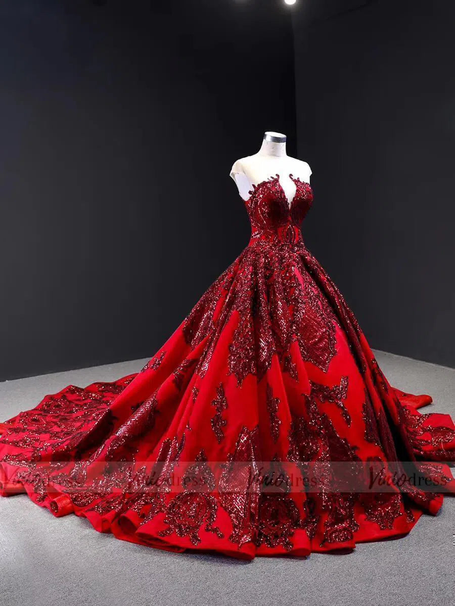 Haute Couture Burgundy Wedding Dresses Vintage Ball Gowns 66948 viniod Viniodress Haute Couture Burgundy Wedding Dresses Vintage Ball Gowns 66948 viniod Viniodress