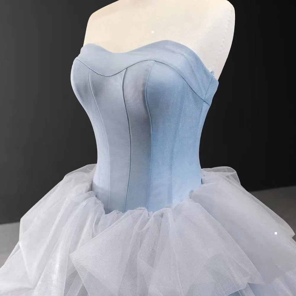 Haute Couture Dusty Blue Ball Gown Strapless Sweet 15 Dresses FD1680 viniodress-prom dresses 2025 -Viniodress-Chapel Train-Dusty Blue-Custom Size