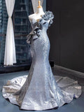 Prom Dress 2025 Haute Couture Grey Mermaid Prom Dresses Sequin Pageant Dress FD1598-unique prom dresses-Grey-US 2-Viniodress