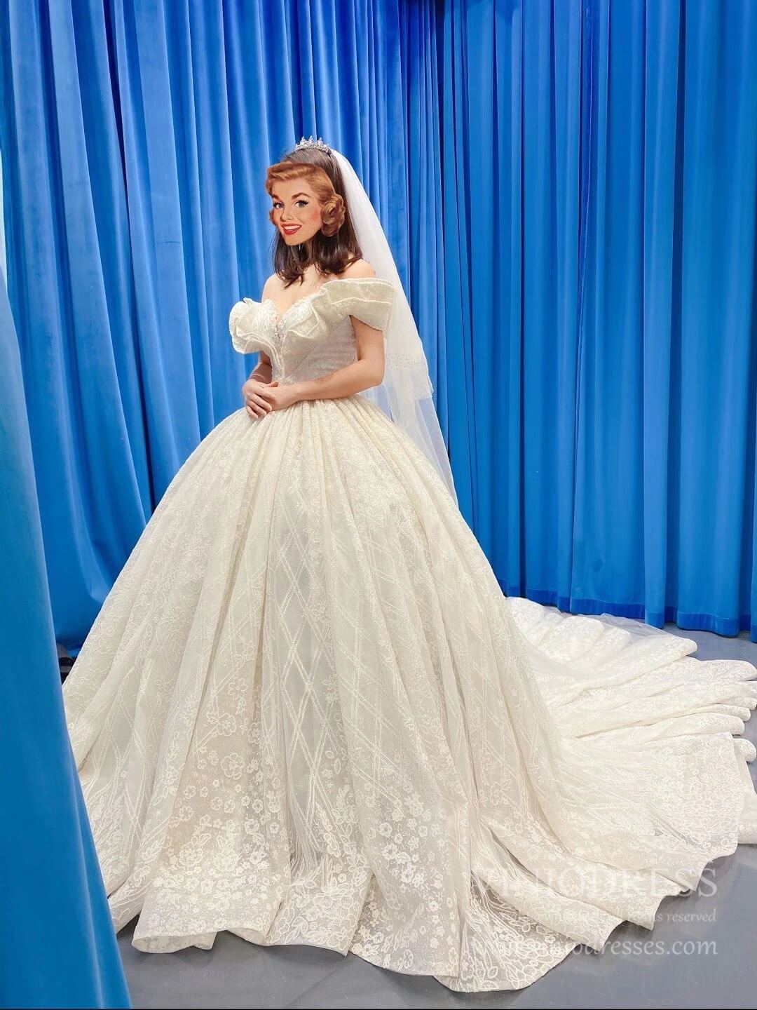 Haute Couture Lace Wedding Dresses Vintage Off the Shoulder Ball Gowns 67225-wedding dresses 2025 -Viniodress-Ivory-Custom Size-