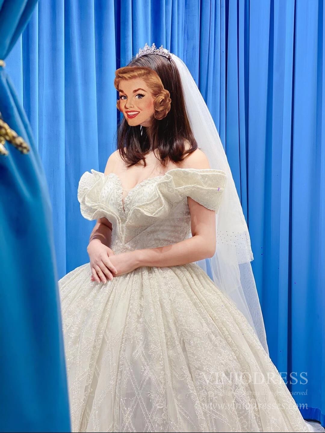 Haute Couture Lace Wedding Dresses Vintage Off the Shoulder Ball Gowns 67225-wedding dresses 2025 -Viniodress-Ivory-Custom Size-
