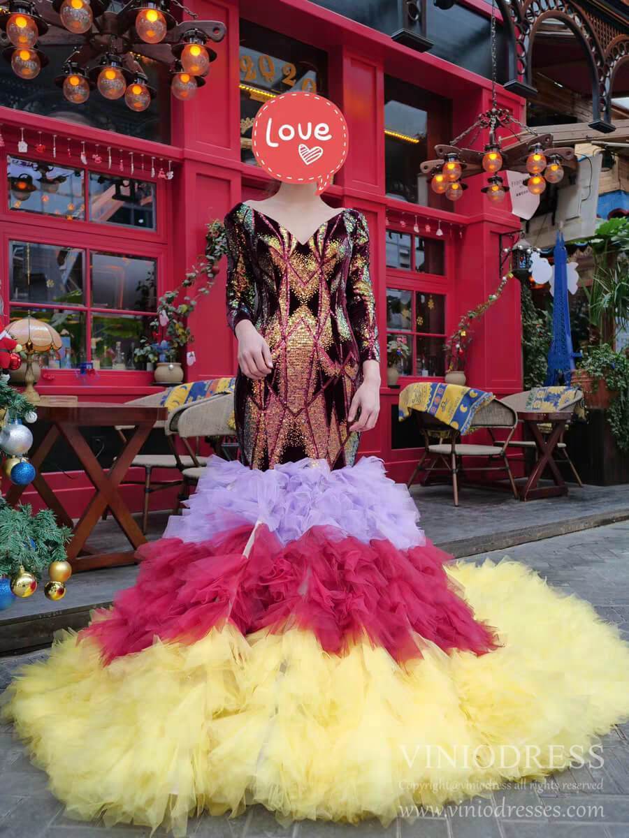 Haute Couture Mermaid Formal Dresses Multicolor Pageant Dress FD1177-prom dresses 2025 -Viniodress-As Picture-Custom Size-