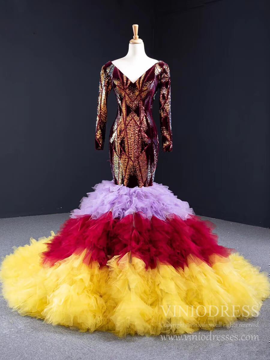 Haute Couture Mermaid Formal Dresses Multicolor Pageant Dress FD1177-prom dresses 2025 -Viniodress-As Picture-Custom Size-