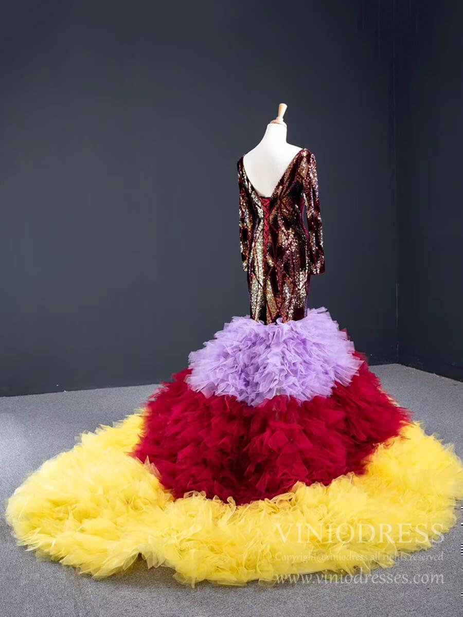 Haute Couture Mermaid Formal Dresses Multicolor Pageant Dress FD1177-prom dresses 2025 -Viniodress-As Picture-Custom Size-